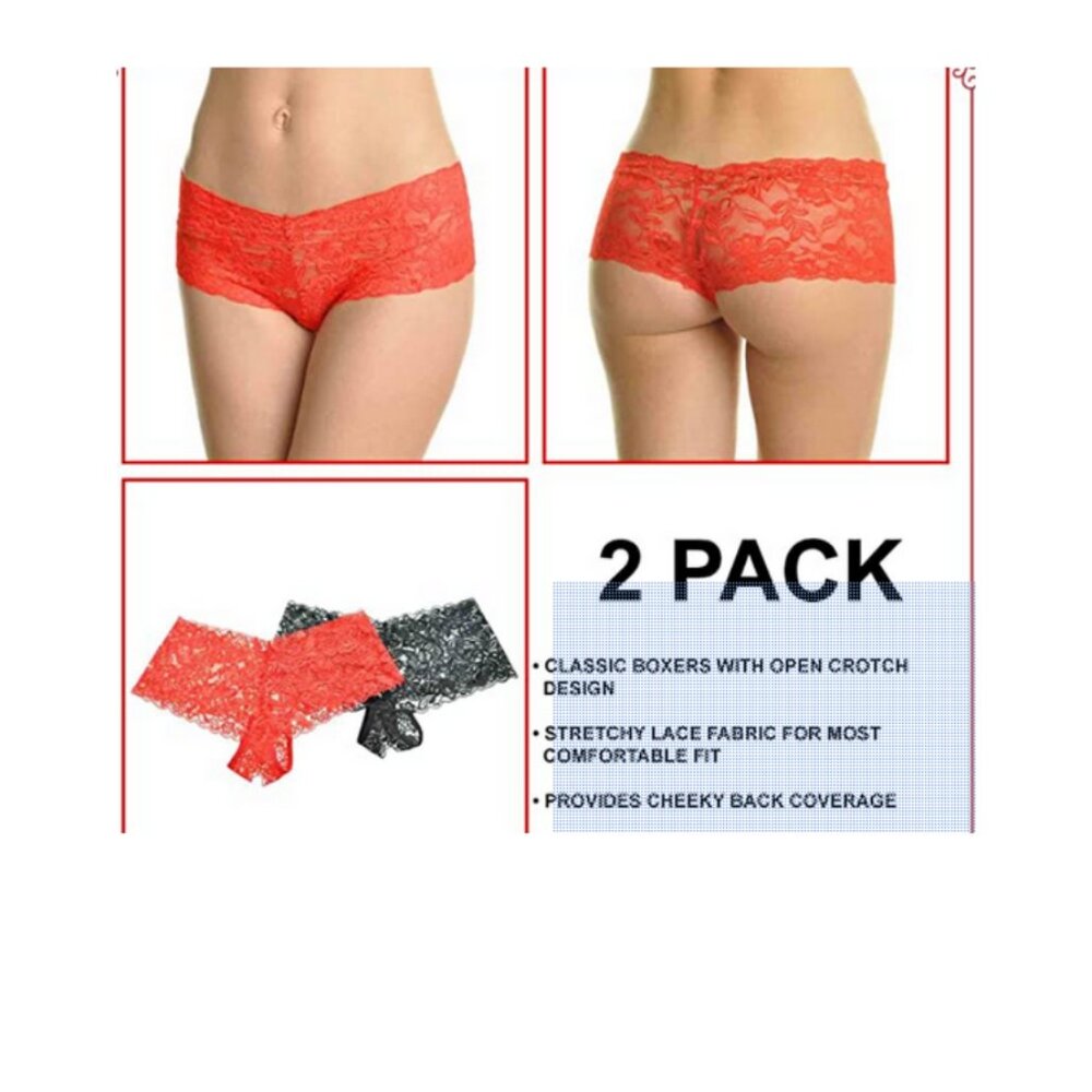 Angelina 2 Pair of Lace Crotchless Women's XXL MSRP $36.00 New in Package